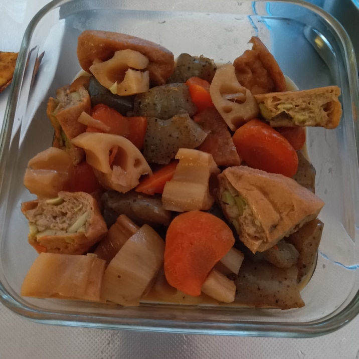 レンコン、こんにゃく、がんもどきの煮物